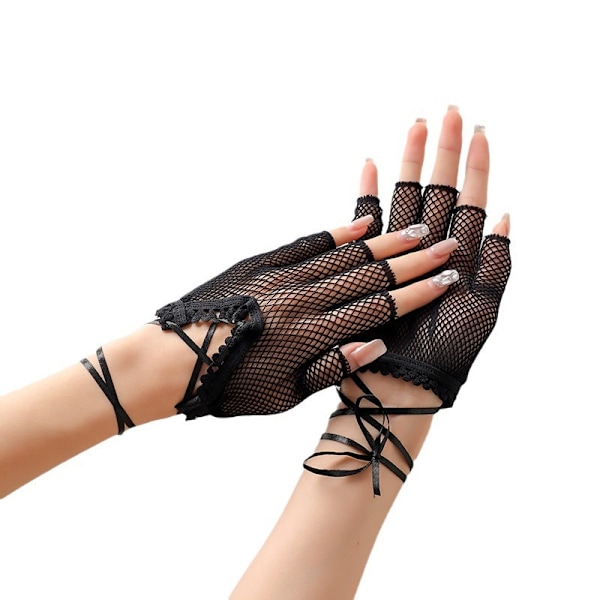 Dame Fishnet Hansker Fingerless Halloween Hansker Cosplay Dressing Up Props