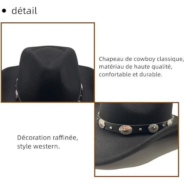 Sort Kvinde Cowboy Hat Mænds Jazz Western Hat K