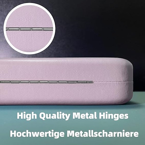 Hård glasögonfodral (rosa), PU-läder glasögonfodral, bärbart skyddande glasögonfodral med mikrofiber