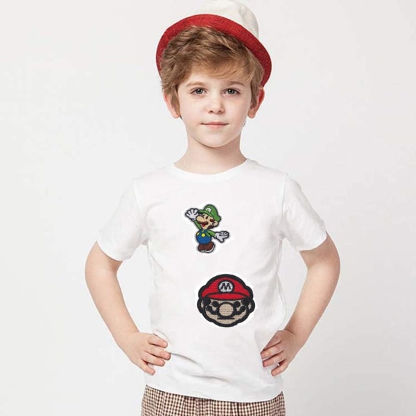 17 st Mario Stryk på Märken Dekaler Badge Down Patch Vaddering Broderad Applikationskit Sy på Märken f