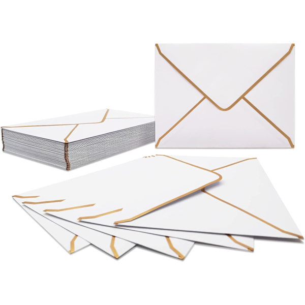 Valkoiset 50 kpl kutsukirjekuoret 18,5 x 13,5 cm, kirjekuoret 5 x 7 tuuman V-läppäiset postikorttikuoret