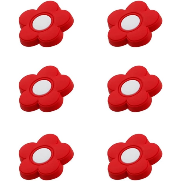 Sett med 6 skuffeknapper (blomst, rød) Myk gummi tegneserieformet Dr