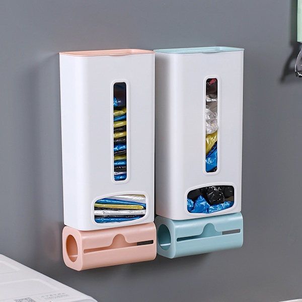 Blå Klæbende Væghængt Plastikpose Organizer, Dispenser X