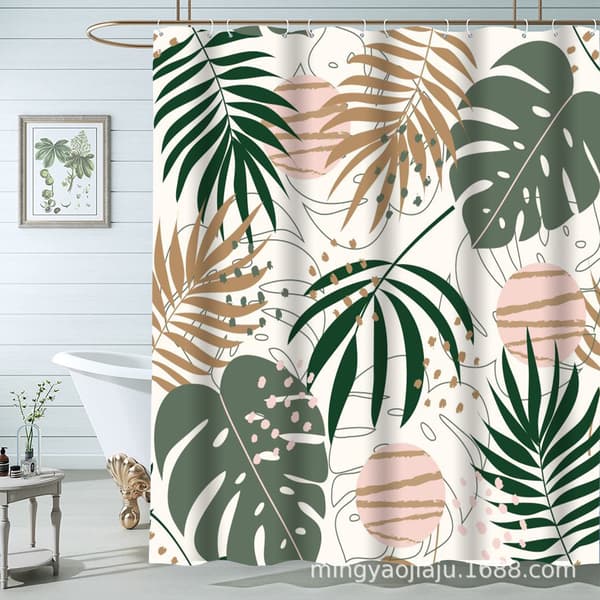 150x180cm Boho Botanisk Vattentät Badrumsridå Abstrakt Pl