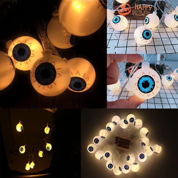 Halloween spøkelsesøyeformede lys, 20 LED spøkelsesøyelys - Vanntett - 8 lysmoduser - For Holid