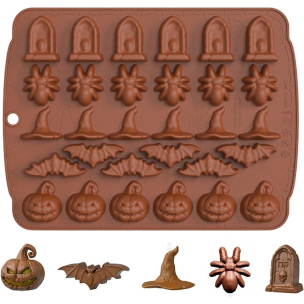 Halloween silikoneform 5 mønstre Halloween chokoladeform slikform græskar b