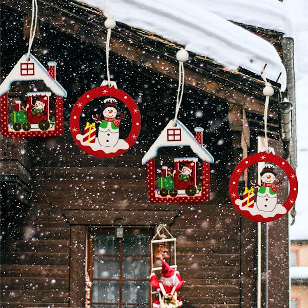 Julgranspynt i trä (Stil 1), Set med 12 stycken trädekorationer, Julgranspynt i trä, Wo