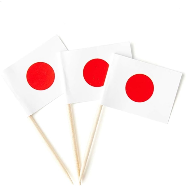 Japan Flag Japanin pieni hammastikku Mini Cupcake Flags -koristeet (100 kpl
