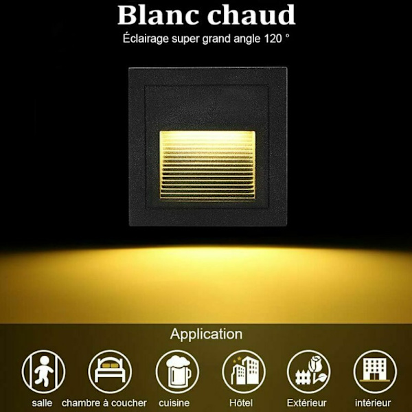 3W LED Nedfelt Vegglampe Trappelys M Lys A