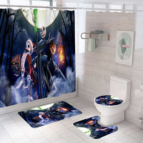 Joker Halloween Duschdraperiuppsättningar, Halloween Badrumsdekor Set 71 tum x 71 tum - Duschdraperi