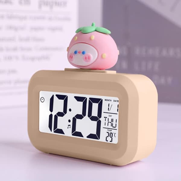 Högdefinitions LCD-väckarklocka med bakgrundsbelyst display Multifuncti