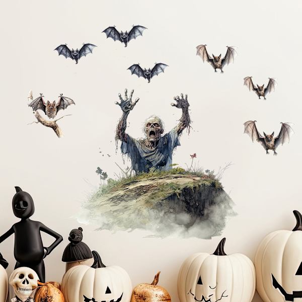 2024 Halloween nya fladdermus zombie väggdekaler J