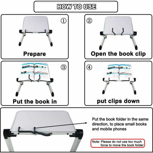 Justerbar Bokstøtte, Justerbar Høyde og Vinkel, Ergonomisk Bokstøtte med Papirklips for Store Skolebøker, M I
