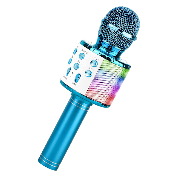 (Blå) Trådløs Karaoke Mikrofon, Bluetooth Karaoke Mikrofon med 5W Højttaler, Bærbar Mikrofon til Børn/Voksne Sang, Kompatibel med Android/iOS/PC/Smartphones