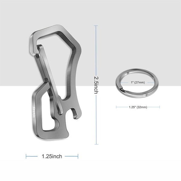 2-pak Titanium Nøglering, Multifunktionel Karabinhage Nøglering S