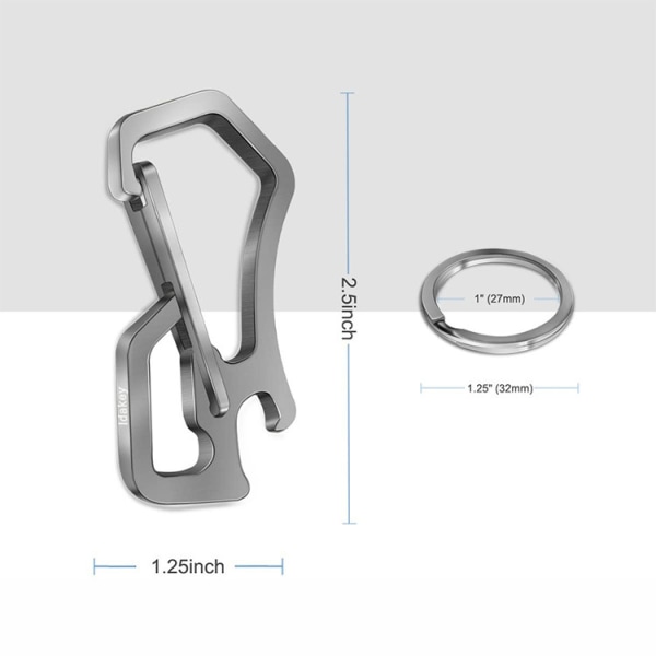 2-pakks Titanium Nøkkelring, Multifunksjonell Karabinkrok Nøkkelring S