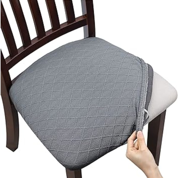 (Light Grey, Set of 1) Stretch Jacquard Embossed Chair Cover Seat Cover for Dining Room Office Hotel Wedding