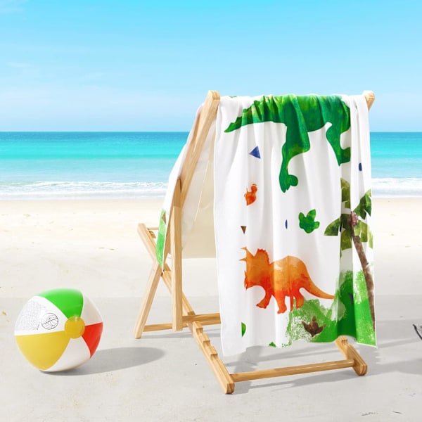 Dinosaurie Barn Strandhandduk - 70 x 150 cm Mikrofiber Dino Sandfria Handdukar för Pojkar Bad Pool Camping T