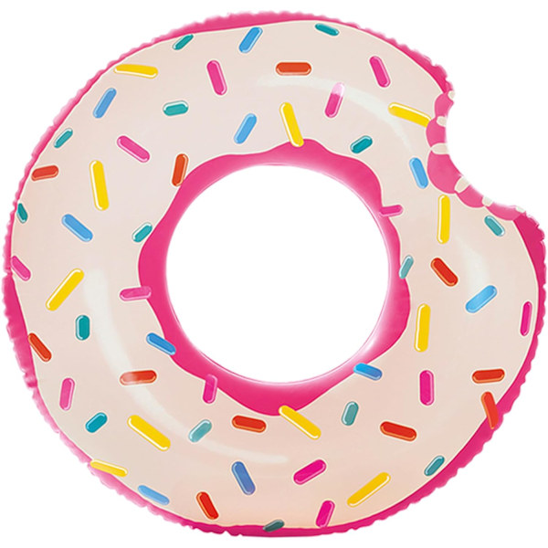 Stor oppblåsbar donut-bassengflyter - Morsom og fargerik donut-hjul for barn og voksne, perfekt for sommerfester, stranddager og moro i bassenget