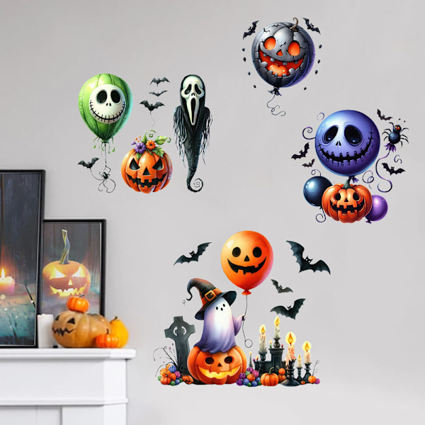 2024 Halloween-kummituskurpitsa-pääpallo-seinätarrat F