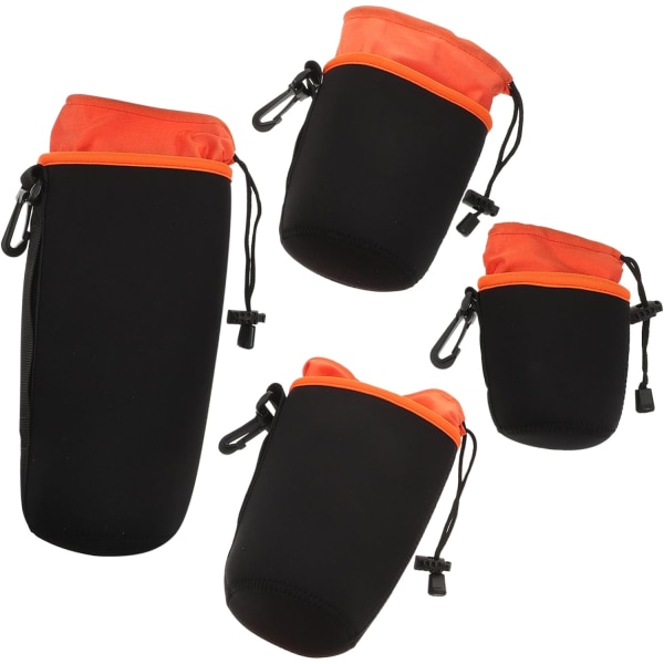 Orange 4 stykker kameralinse taske Refleks kameralinser rejseorgel