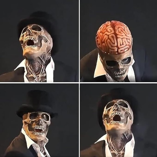 Halloween kraniemaske, biokemisk skeletmaske med bevægelig kæbe,