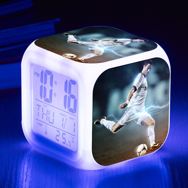 Fotbolls-VM - Ronaldo digital väckarklocka (D), färgglad väckarklocka fyrkantig klocka tillgänglig