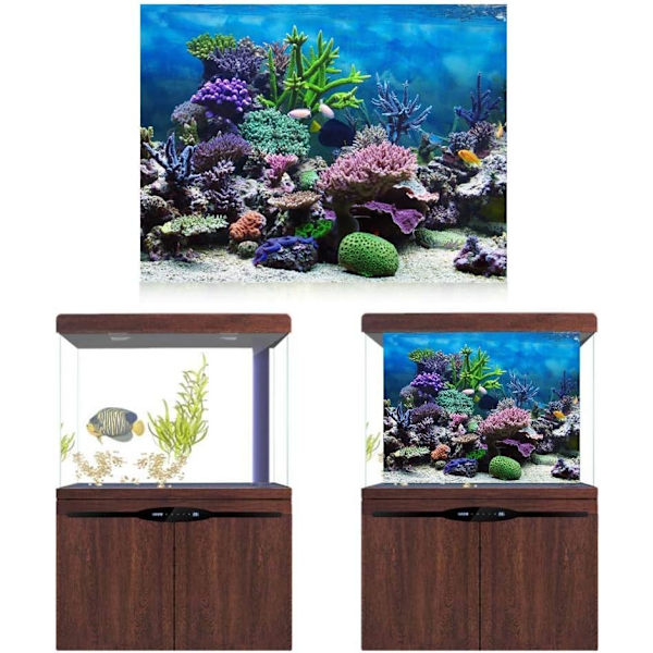 (61 x 30cm) PVC-liimakalvo akvaarion taustakuva, maisema-tapettimaalaustarra U