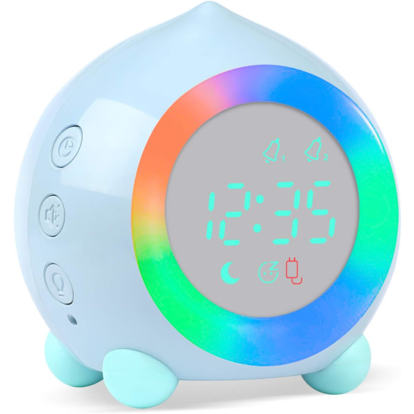 Barnväckarklocka LED Lyser (Blå)Digital lampa Väckarklocka