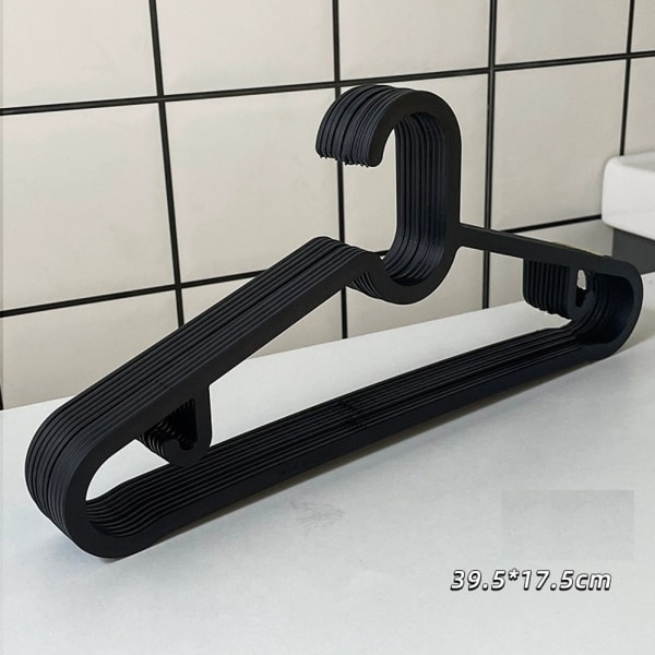 Pack of 10 Black Plastic Hangers with Fixed Hook