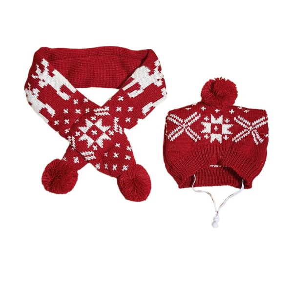 Jul hund kostym hatt och stickad halsduk Söt husdjur kostym tillgång