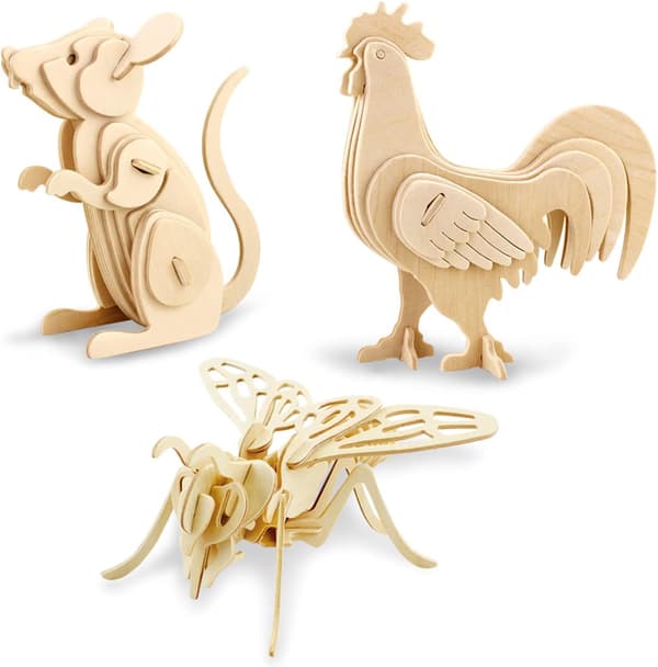 (Bee Mouse Chicken) Puinen Rakennussarja 3D Puinen Palapeli Palapeli