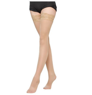 4 Par Lace Thigh High Strømper Strømpebukser Silke Strømper, Hold-
