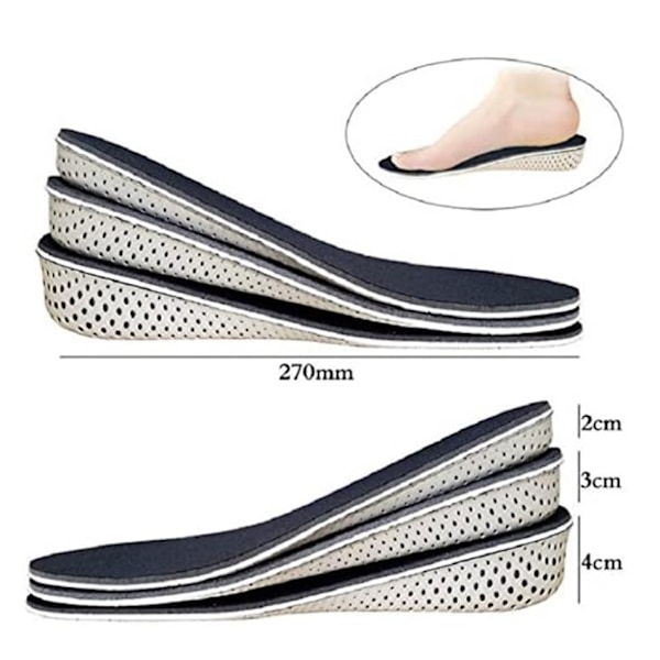 Ett par Andningsbara Höjdökande Innersulor i Memory Foam, Osynliga 4cm