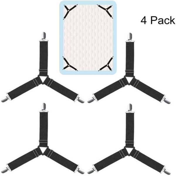 4 stk. justerbar lakenholder, dukholder, sofaovertrekk, sklisikker sengesynd