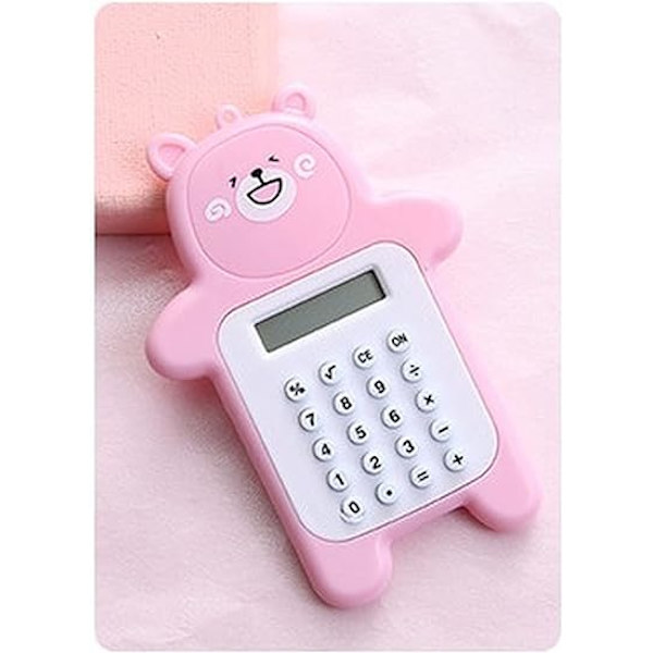 (Pinkki) Mini söpö karhu kannettava digitaalinen laskin, taskulaskin