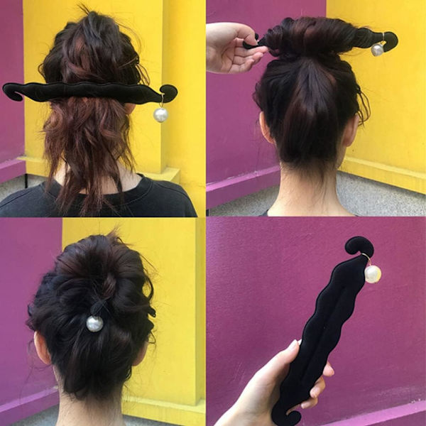 3 PAKKE Pearl Hair Bun Maker for Women Lazy Hair Curler Bun Clips Magic Beauty Hair Hairstyle Foam Sp
