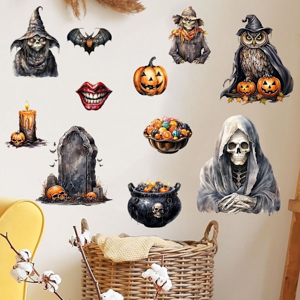 2024 Halloweenin uudet kurpitsa- ja pöllön seinätarrat M