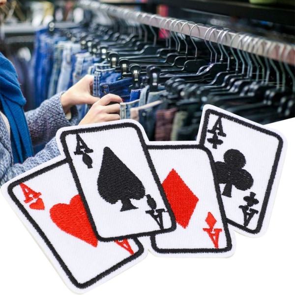 Tygklistermärken med 5 delar, Poker Ace-kläder på lappspel
