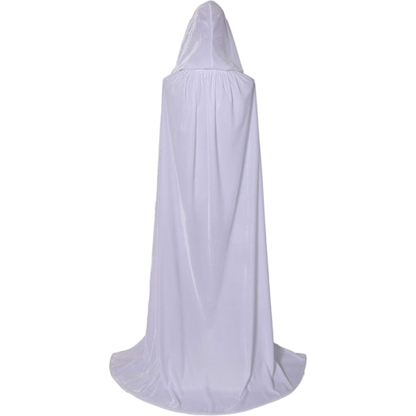 Velvet Kappe i fuld længde Balaclava Halloween Fancy Cape Kostumer (Hvid, 150 cm)