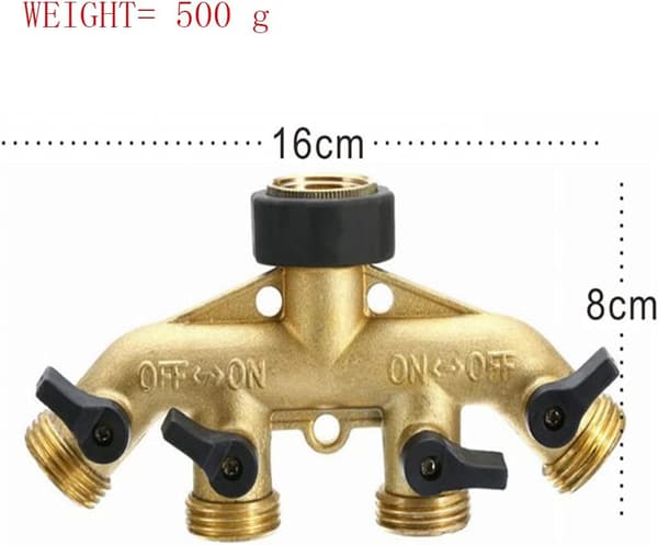 3/4 Kran Splitter, 4-veis Slange Splitter Vannventil Adapter Conn