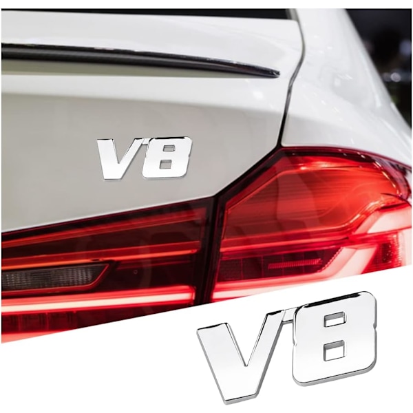 3D Metalli V8 Auton Hopeiset Tarrat (5.7*2.6cm) Embleemi Merkki Tarra