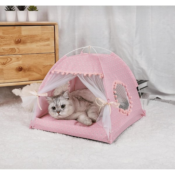 Grön katt tält dekoration utomhus/inomhus blommig katt grotta säng bärbar för inomhuskatter och