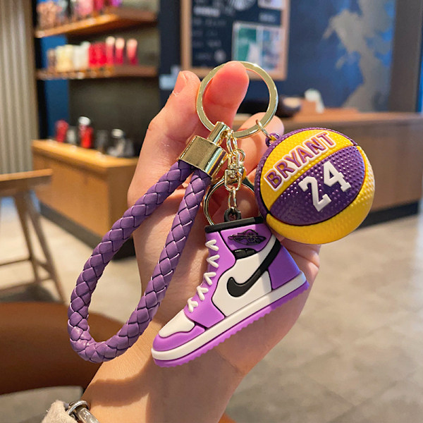 Mini Tenniskengän Avaimenperä - 3D Koripallo Avaimenperätarvikkeet (Violetti)