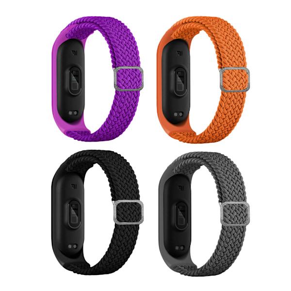 4 stk. klokkestropp i nylon til Xiaomi Mi Band 3/4/5/6/7/NFC, svart A