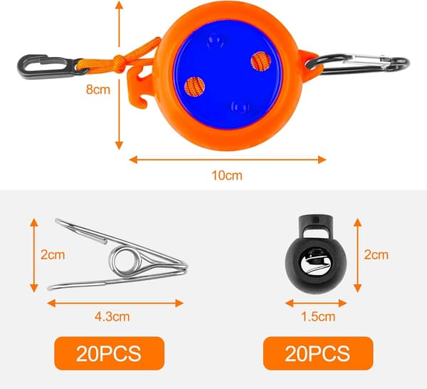 8M Retractable Clothesline with 10 Fixed Loops and 20 Windproof C