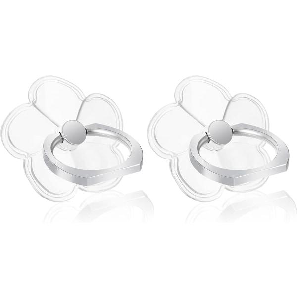 2-pack Clear Flower Mobiltelefon Ringhållare, 360 graders rotation C