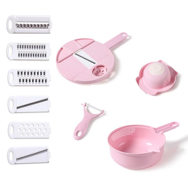 Rosa multifunksjonell grønnsakskutter med kurv Cuisine Veggie
