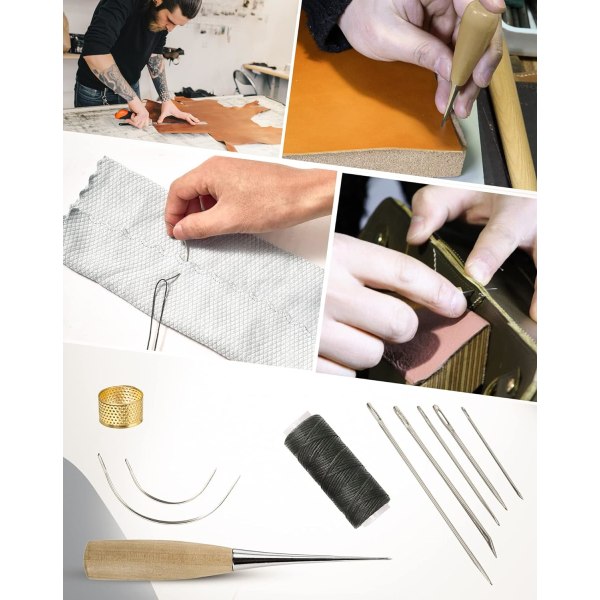 Sy nålar läder böjd nål hand nålar läder canvas reparation rostfritt stål borr syl fingerborg