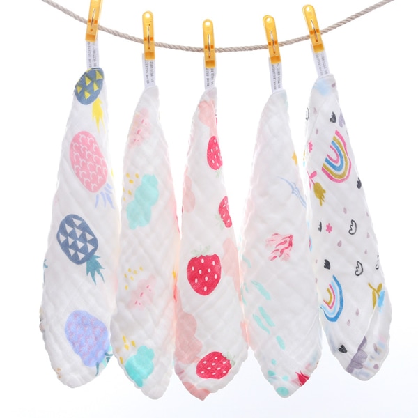 Babyhåndklær 5 stk, barnehåndklær i bomullsmuslin, 25x25cm